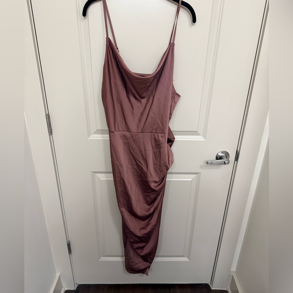 SHEIN Backless Satin Dress in Dusty Rose